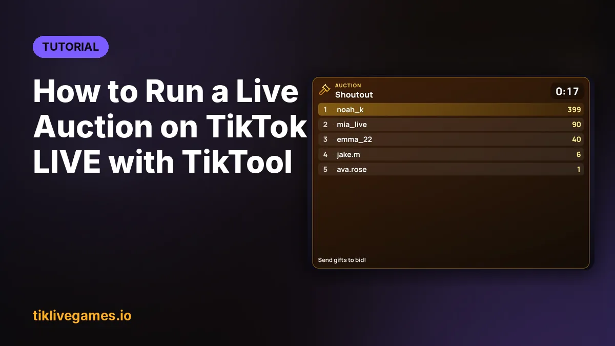 How to Run a Live Auction on TikTok LIVE with TikTool