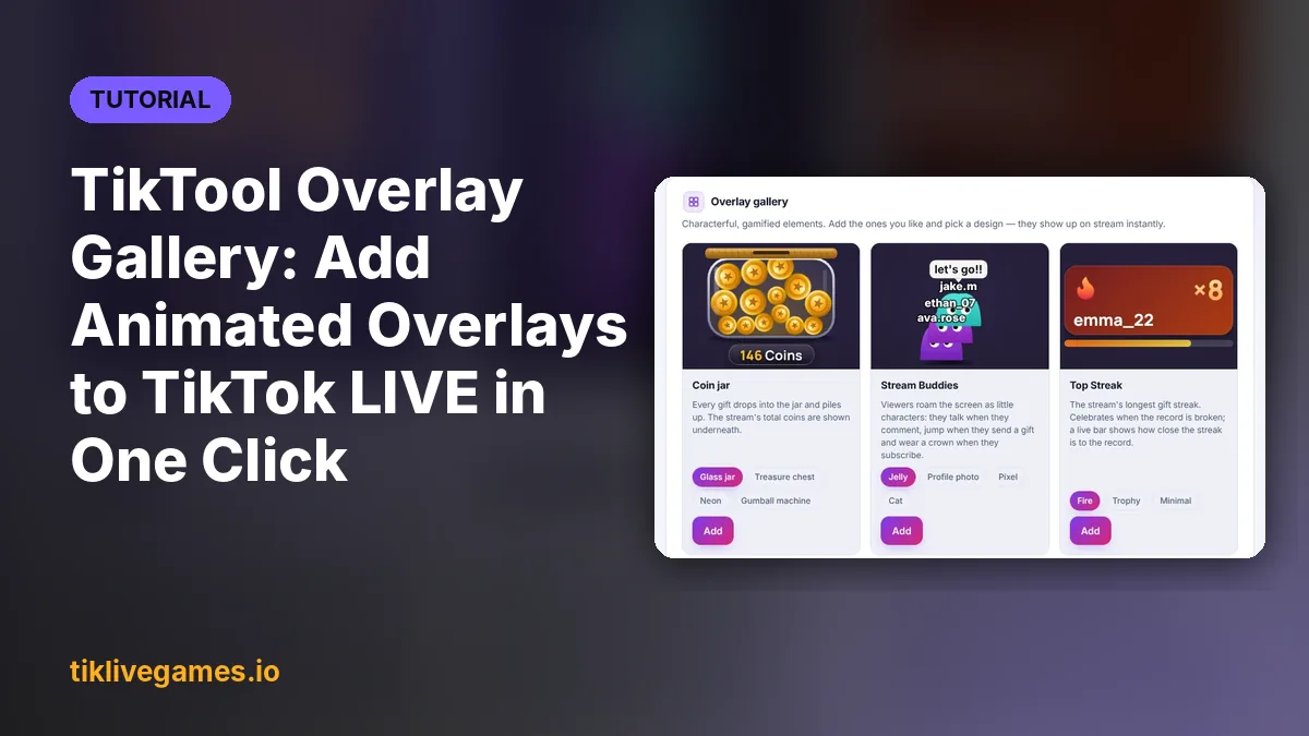 TikTool Overlay Gallery: Add Animated Overlays to TikTok LIVE in One Click