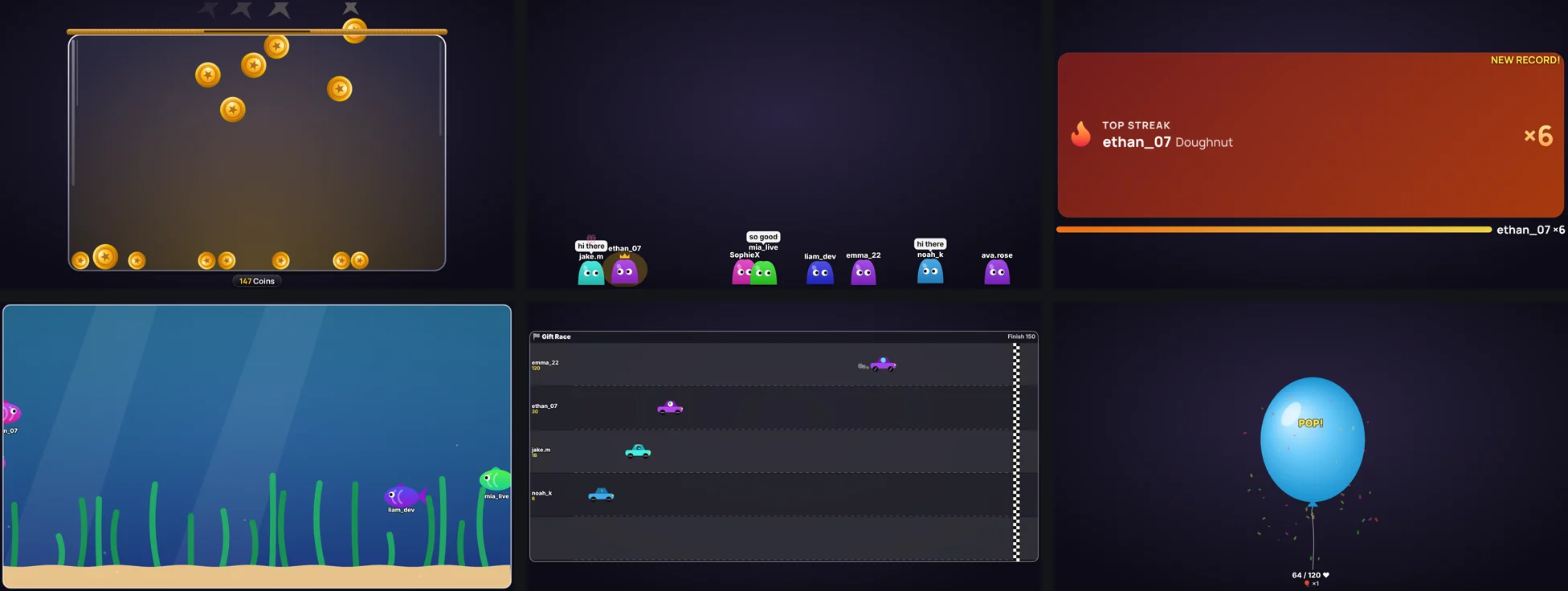 TikTool animated TikTok LIVE overlays: coin jar, Stream Buddies, top streak, gift aquarium, gift race and like balloon