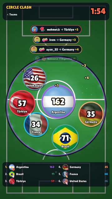 Circle Clash TikTok LIVE game: country flag circles growing with gifts